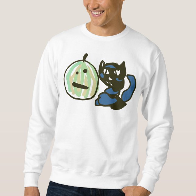 Sweatshirt Happy Green Jack o Lantern Black Cat  (Devant)