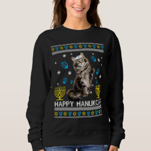 Sweatshirt Happy Hanukcat Ugly Hanoukka Sweater Maine Coon Ca