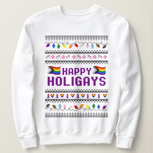 Sweatshirt Happy Holigays Progress Fierté Doux moche (Design devant)