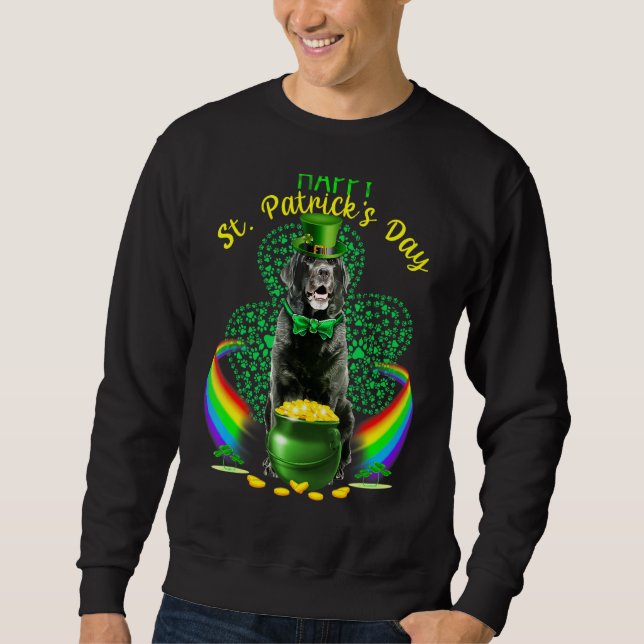 Sweatshirt Happy Jour de la Saint Patrick Black Lab Leprechau (Devant)