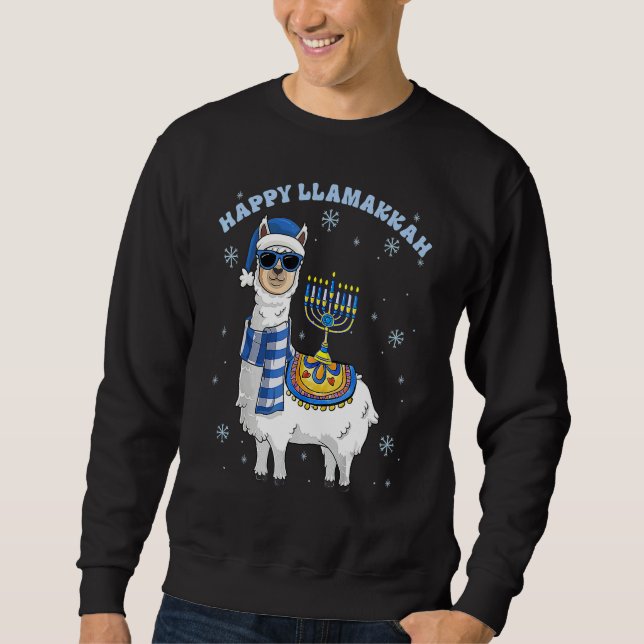Sweatshirt Happy Llamakkah Hanukkah Llama Chanukah Alpaca Gir (Devant)