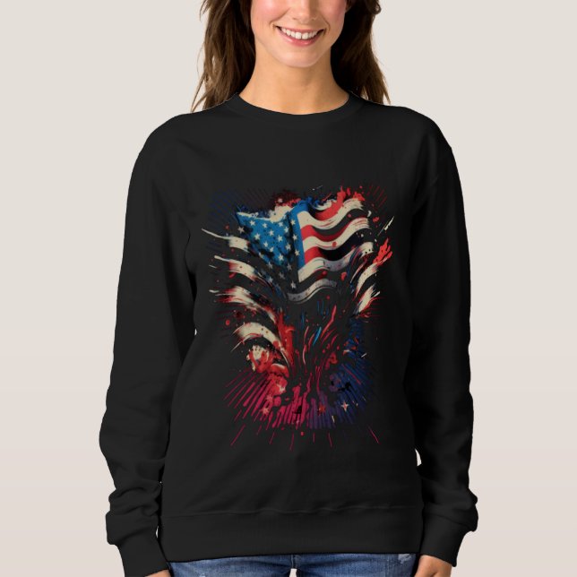 Sweatshirt Happy Memorial Day Fireworks American USA Flag 4th (Devant)