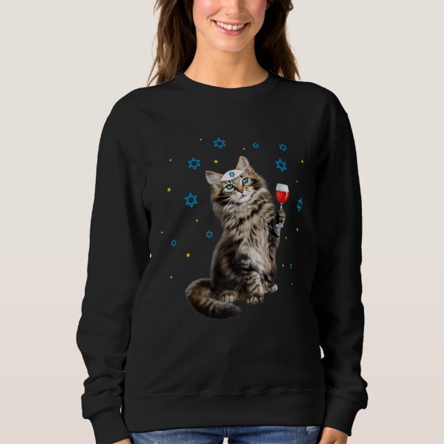 Sweatshirt Happy Passover Maine Coon Cat  Seder Jewish Holida (Devant)
