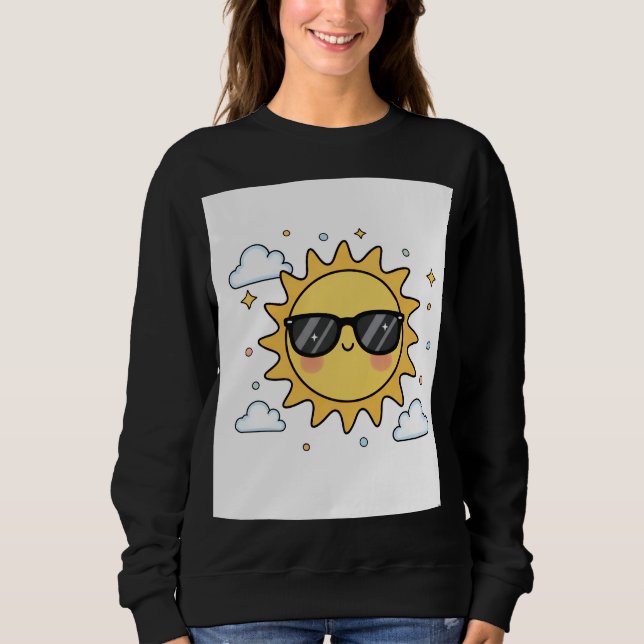 Sweatshirt Happy Smiling Sun Cartoon - Minimalist Kawaii Suns (Devant)