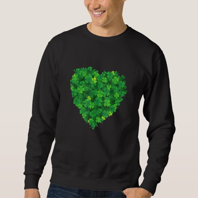 Sweatshirt Happy St Patrick Shamrock Heart Graphic Men Women  (Devant)