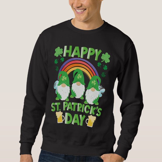 Sweatshirt Happy St Patrick's Day Three Gnome Irish Shamrock  (Devant)
