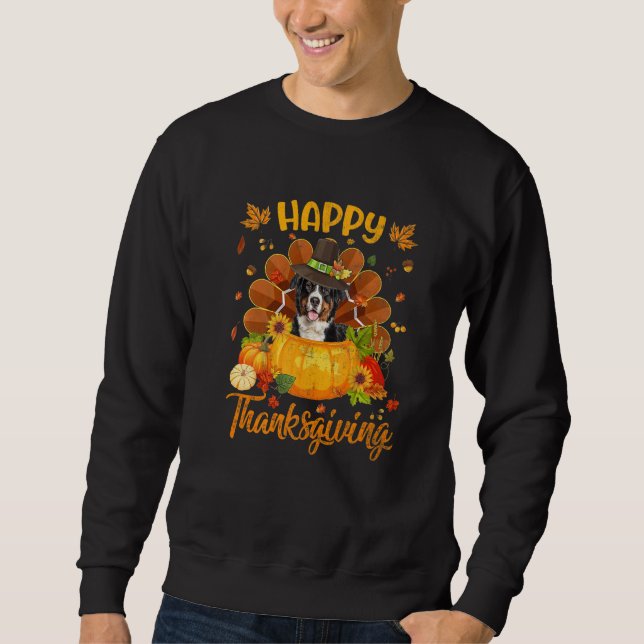 Sweatshirt Happy Thanksgiving Bernese Mountain Dog Turkey Pum (Devant)