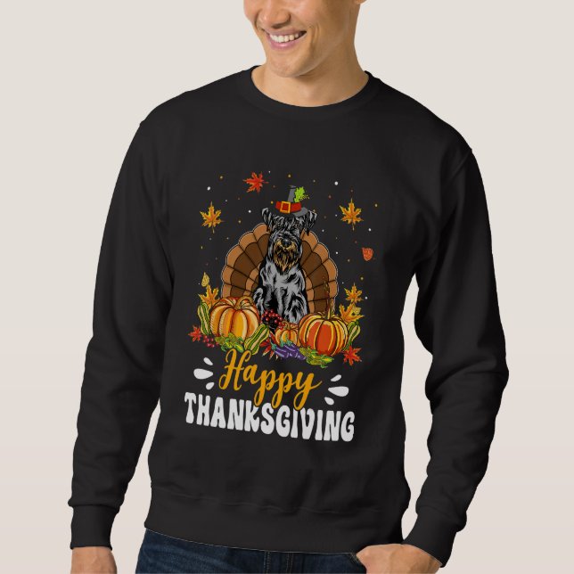 Sweatshirt Happy Thanksgiving Schnauzer Dog Turkey Pumpkin (Devant)
