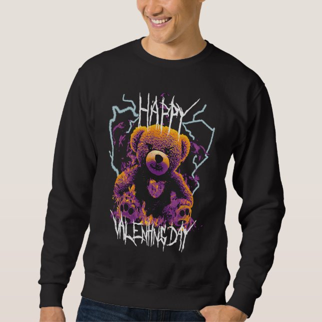 Sweatshirt Happy Valentine's Day Angry Teddy Bear with Burnin (Devant)