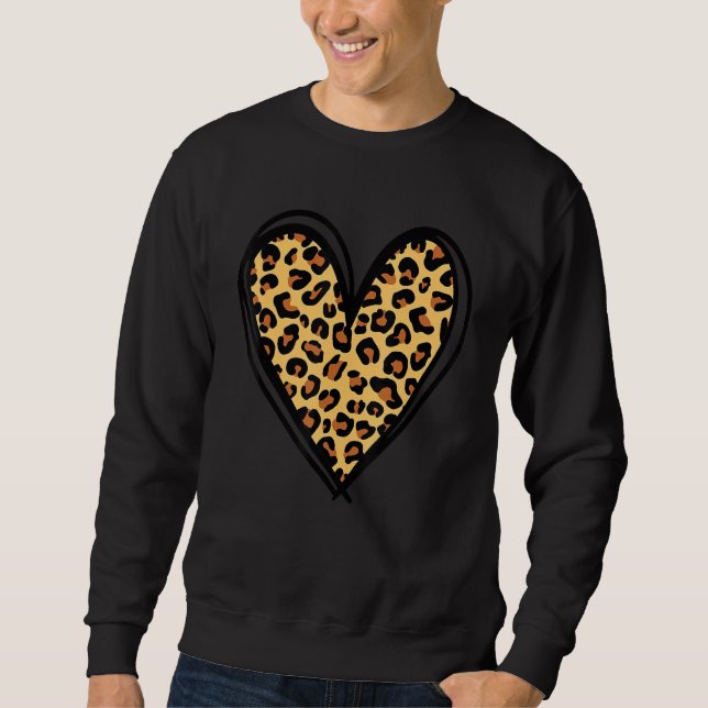 Sweatshirt Happy Valentine's Day Cute Hearts Leopard Couple M (Devant)