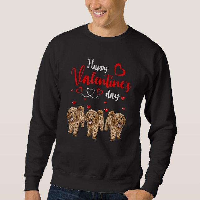Sweatshirt Happy Valentine's Day Three Cute Cockapoo Dogs Lov (Devant)