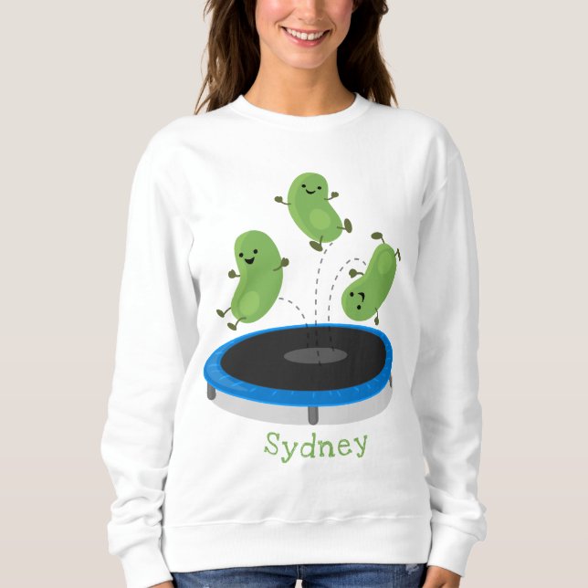 Sweatshirt Haricots verts mignons sur dessin animé trampoline (Devant)
