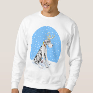 Sweatshirt Harlequin UC de Noël de renne de great dane
