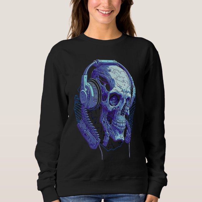 Sweatshirt Headphone Skull DJ Halloween Creepy (Devant)