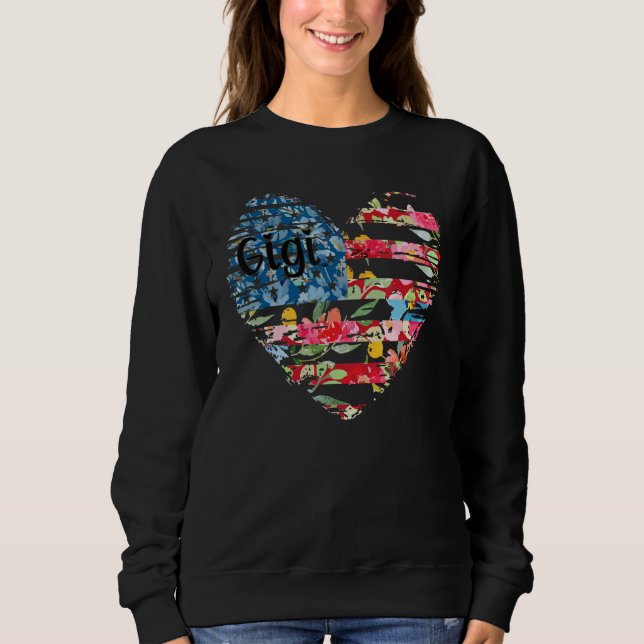 Sweatshirt Heart Flower Flag Gigi (Devant)