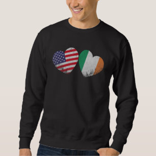 Sweatshirt Heart Irish American Flag Patriotic Family Heritag