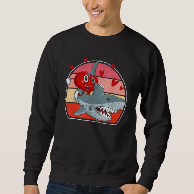 Sweatshirt Heart Riding Shark Valentine's Day  Sharks (Devant)