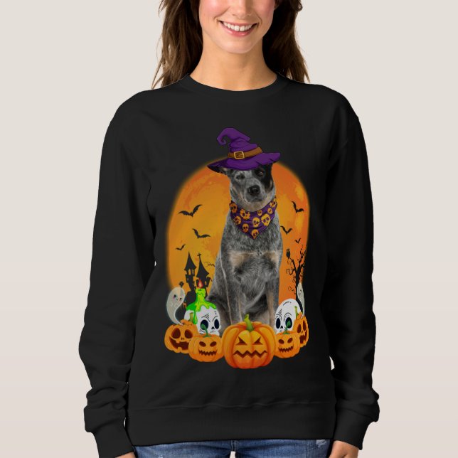 Sweatshirt Heeler Witch Pumpkin Halloween Dog (Devant)