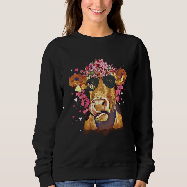 Sweatshirt Heifer Valentines Day Western Highland Cow  2 (Devant)