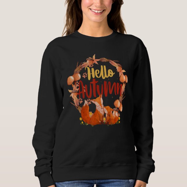 Sweatshirt Hello Autumn with Foxes (Devant)