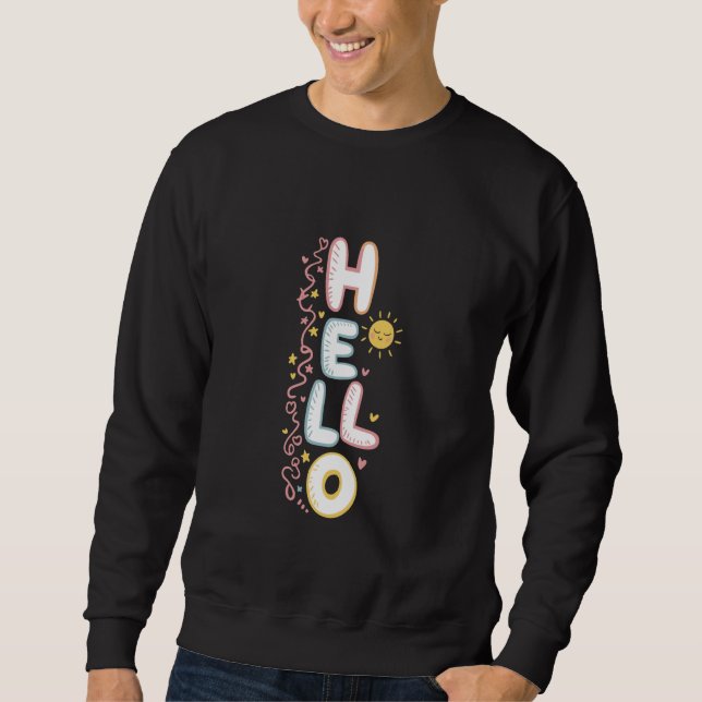 Sweatshirt Hello Cute Pastel Kawaii Happy Doodle Greeting (Devant)