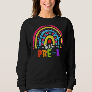 Sweatshirt Hello Pre K Rainbow Team Hello Preschool Rocks Squ