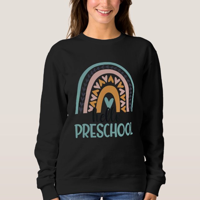 Sweatshirt Hello Preschool Rainbow Teachers Students Back To  (Devant)