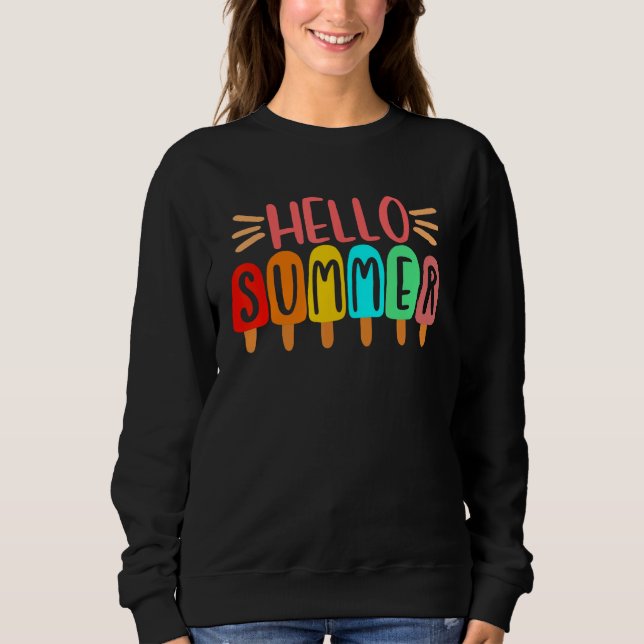 Sweatshirt Hello Summer Vacation Ice Cream Popsicle Womens Gi (Devant)