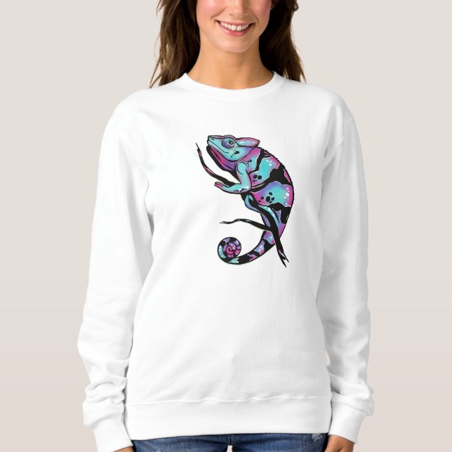 Sweatshirt-Hemd mit niedlichem Chamäleon-Bild. Sweatshirt (Vorderseite)