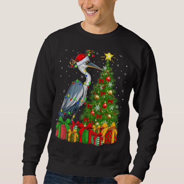 Sweatshirt Heron Bird Xmas Holiday Père Noël Heron Christmas  (Devant)