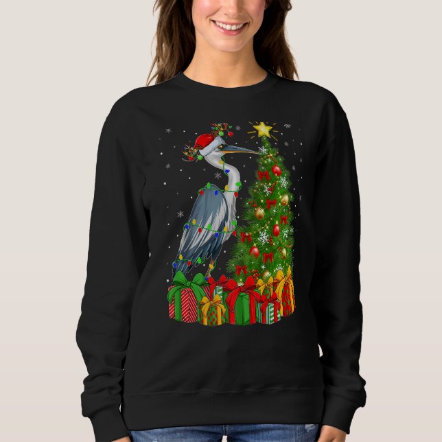 Sweatshirt Heron Bird Xmas Holiday Père Noël Heron Christmas  (Devant)