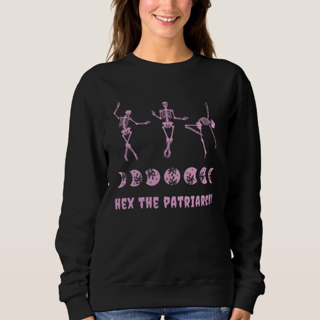 Sweatshirt Hex The Patriarchy Goth Feminism Pink Dancing Skel (Devant)