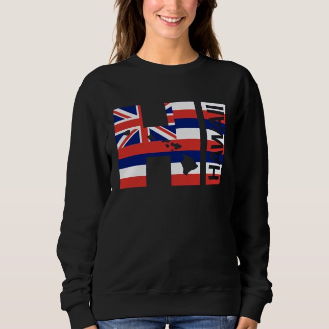 Sweatshirt HI Hawaii Islands Hawaiian Flag Beach (Devant)
