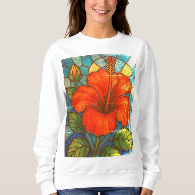 Sweatshirt Hibiscus en verre tendu (Devant)