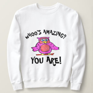 Sweatshirt Hibou de sourire rose mignon de bande dessinée