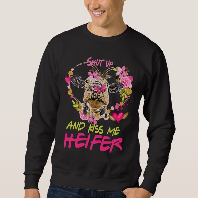 Sweatshirt Highland Cow  Shut Up And Kiss Me Valentines (Devant)
