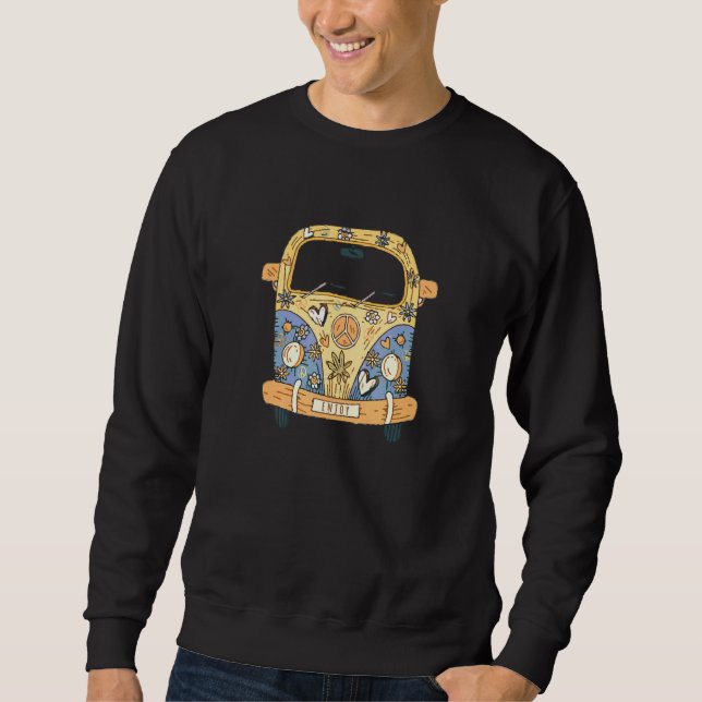 Sweatshirt Hippie Kostm Peace Love Flower Power Retro Camper (Devant)