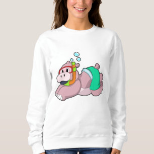 Sweatshirt Hippo à la plongée avec tuba