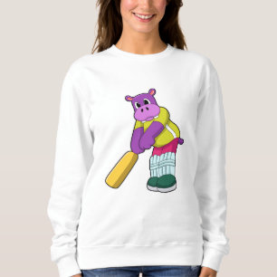 Sweatshirt Hippo au cricket avec batte de cricket