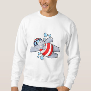 Sweatshirt Hippo comme Plongeur avec lunettes de natation