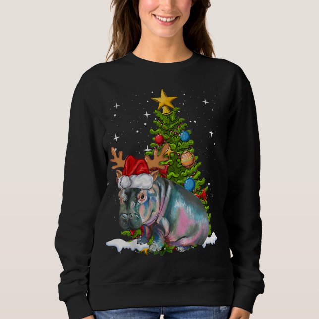Sweatshirt Hippo Fiona Arbre de Noël Hippopotame (Devant)