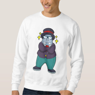 Sweatshirt Hippopotame en marié avec costume.PNG