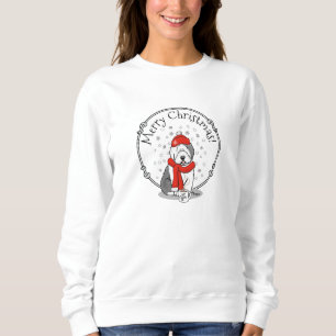Sweatshirt Hiver (rouge) Vieux chien anglais (gris 1) Mignonn