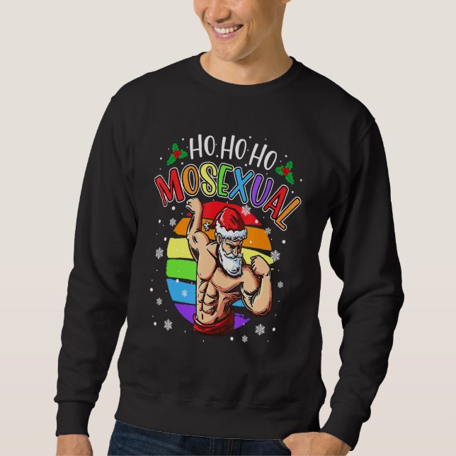 Sweatshirt Ho Ho Ho Mosexué Gay Père Noël Costume Arc-en-ciel (Devant)