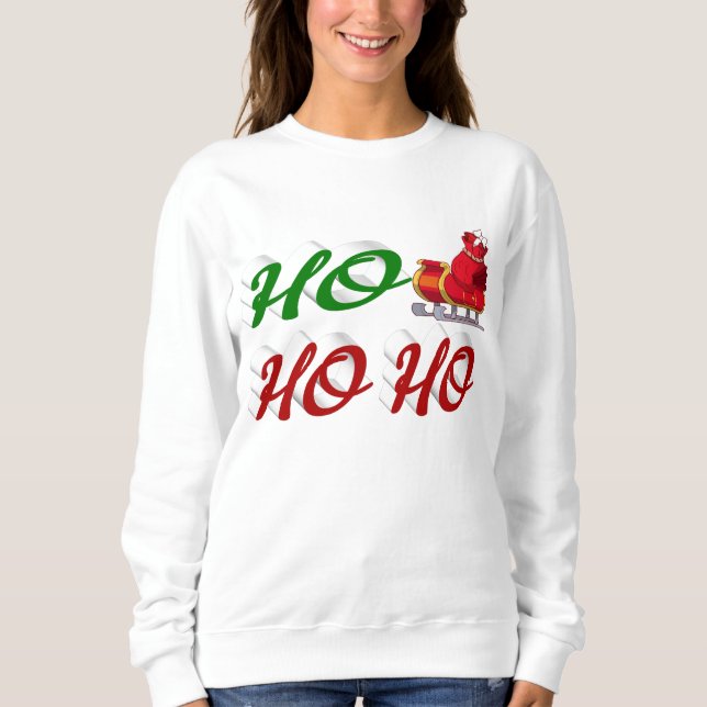 Sweatshirt Ho Ho Ho Père Noël Sleigh Noël rouge vert (Devant)