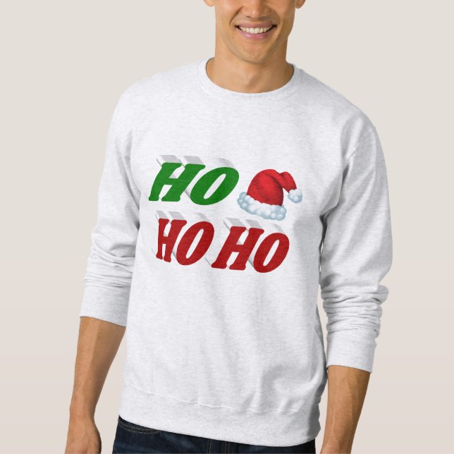 Sweatshirt Ho Ho Ho Santa Hat Noël rouge vert typographie (Devant)