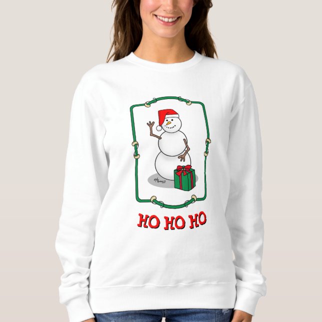 Sweatshirt Ho Ho Joyeux Noël Père Noël mignonne Snowman (Devant)