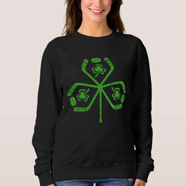 Sweatshirt Hockey  Retro Shamrock Irish C St Patricks Day (Devant)