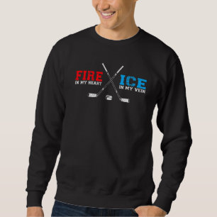 Sweatshirt Hockey Sur Glace Feu Vintage Dans Mon Coeur Glace