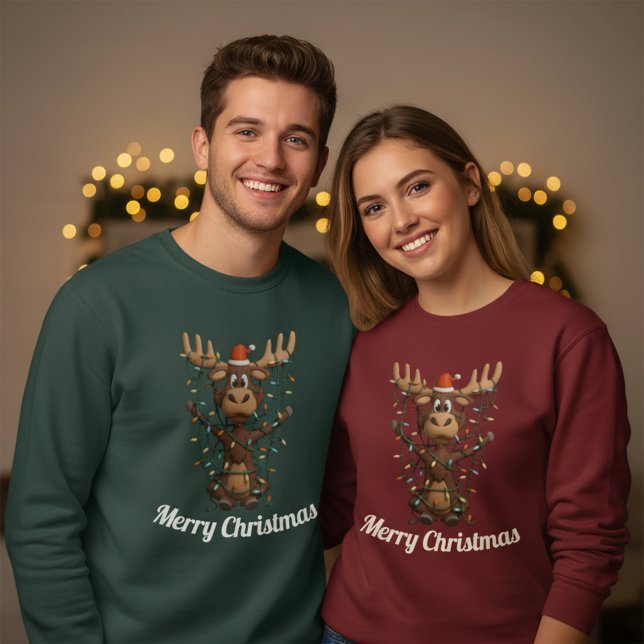 Sweatshirt Holiday Lights Moose (Créateur téléchargé)